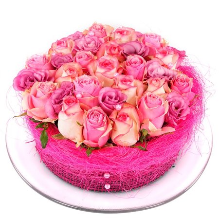 Bloementaart roze rozen